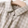 Beige checkered dress for women, summer slimming and form-fitting pure cotton short-sleeved A-line dress Application Scenario